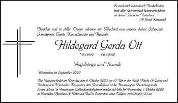 Traueranzeige von Hildegard Gerda Ott von vrm-trauer