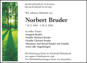 Traueranzeige von Norbert Bruder von vrm-trauer