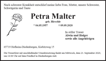 Traueranzeige von Petra Matter von vrm-trauer