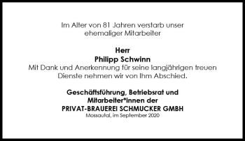 Traueranzeige von Philipp Schwinn von vrm-trauer