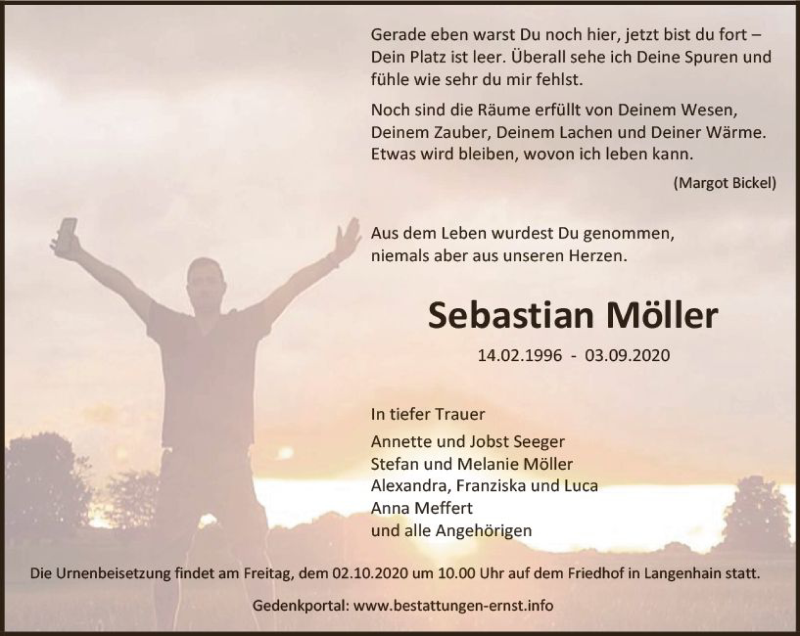  Traueranzeige für Sebastian Möller vom 18.09.2020 aus vrm-trauer