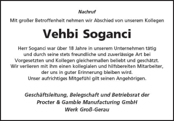 Traueranzeige von Vehbi Soganci von vrm-trauer