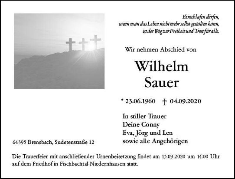  Traueranzeige für Wilhelm Sauer vom 12.09.2020 aus vrm-trauer