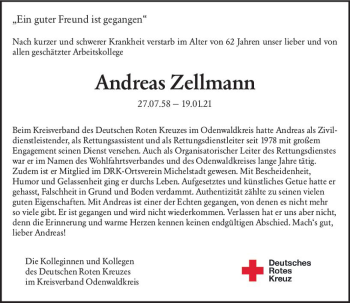 Traueranzeige von Andreas Zellmann von vrm-trauer