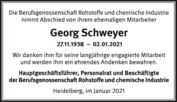 Traueranzeige von Georg Schweyer von vrm-trauer