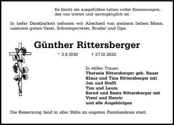 Traueranzeige von Günther Rittersberger von vrm-trauer