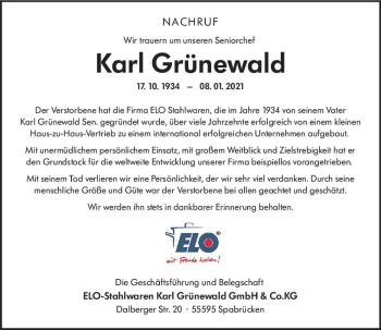 Traueranzeige von Karl Grünewald von vrm-trauer