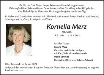 Traueranzeige von Kornelia Merz von vrm-trauer