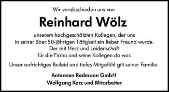 Traueranzeige von Reinhard Wölz von vrm-trauer