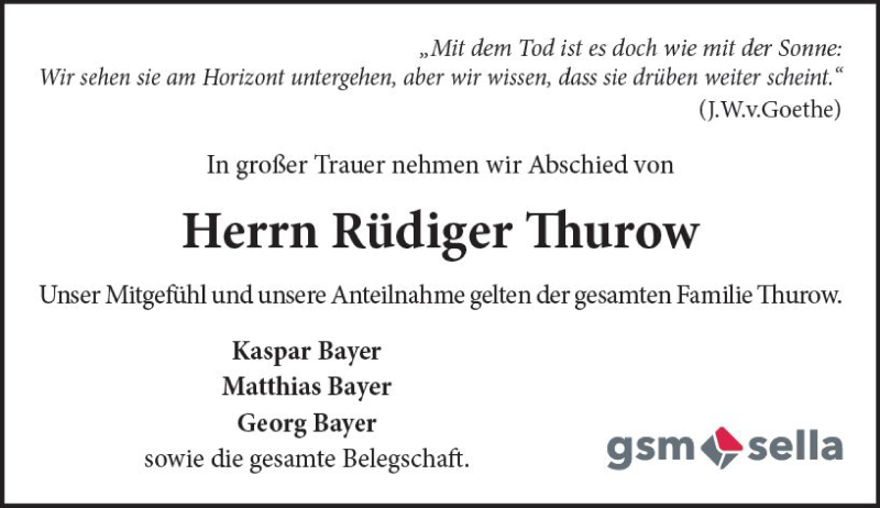  Traueranzeige für Rüdiger Thurow vom 30.01.2021 aus vrm-trauer