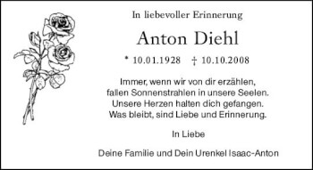 Traueranzeige von Anton Diehl von vrm-trauer