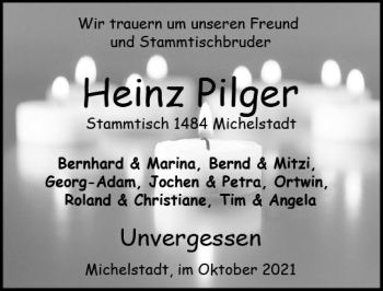 Traueranzeige von Heinz Pilger von vrm-trauer