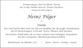 Traueranzeige von Heinz Pilger von vrm-trauer
