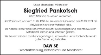 Traueranzeige von Siegfried Pankotsch von vrm-trauer