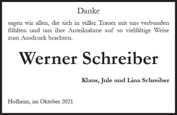 Traueranzeige von Werner Schreiber von vrm-trauer