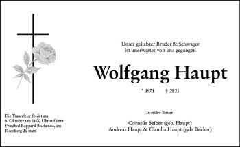 Traueranzeige von Wolfgang Haupt von vrm-trauer