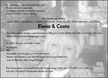Traueranzeige von Costa  von vrm-trauer