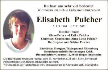Traueranzeige von Elisabeth Pulcher von vrm-trauer