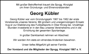 Traueranzeige von Georg Kübler von vrm-trauer