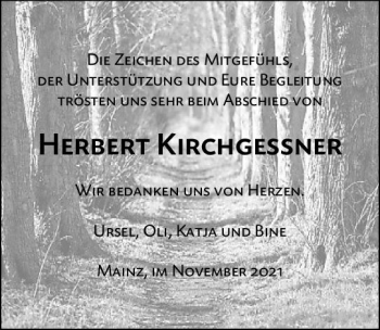 Traueranzeige von Herbert Kirchgessner von vrm-trauer