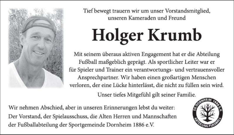  Traueranzeige für Holger Krumb vom 27.11.2021 aus vrm-trauer