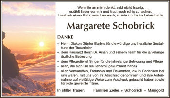 Traueranzeige von Margarete Schobrik von vrm-trauer
