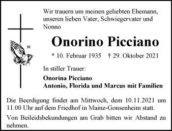 Traueranzeige von Onorino Picciano von vrm-trauer