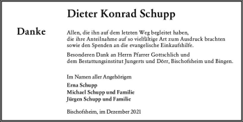 Traueranzeige von Dieter Konrad Schupp von vrm-trauer