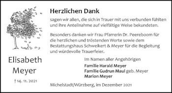 Traueranzeige von Elisabeth Meyer von vrm-trauer