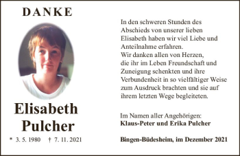 Traueranzeige von Elisabeth Pulcher von vrm-trauer
