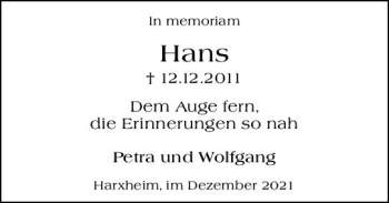 Traueranzeige von Hans  von vrm-trauer