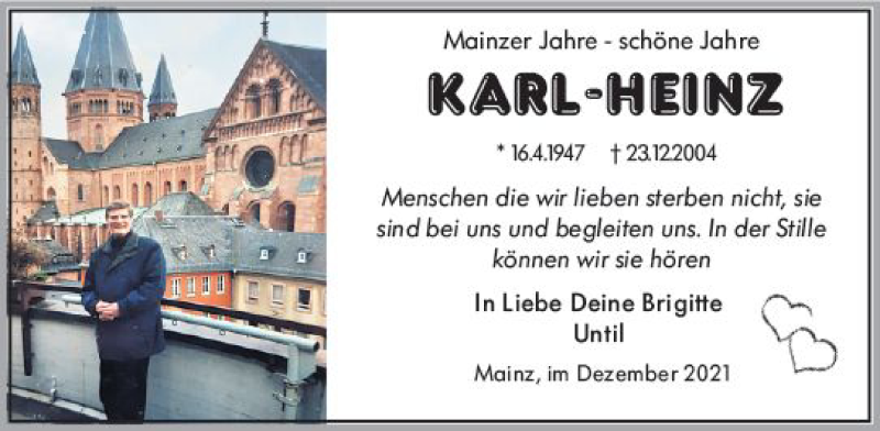  Traueranzeige für Karl-Heinz  vom 23.12.2021 aus vrm-trauer