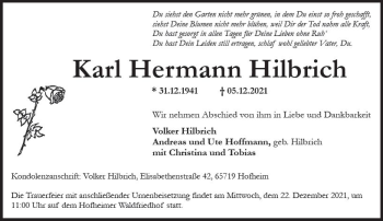 Traueranzeige von Karl Hermann Hilbrich von vrm-trauer