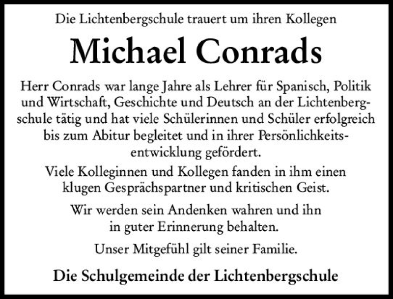  Traueranzeige für Michael Conrads vom 24.12.2021 aus vrm-trauer