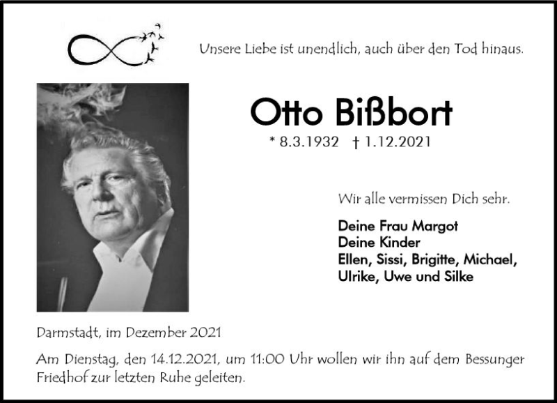  Traueranzeige für Otto Bißbort vom 11.12.2021 aus vrm-trauer