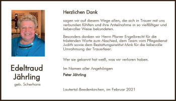 Traueranzeige von Edeltraud Jährlingng von vrm-trauer