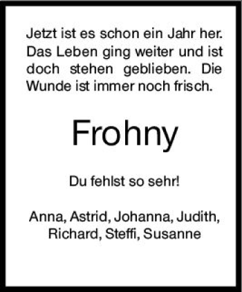 Traueranzeige von Frohny  von vrm-trauer