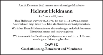 Traueranzeige von Helmut Heldmann von vrm-trauer
