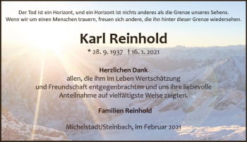 Traueranzeige von Karl Reinhold von vrm-trauer