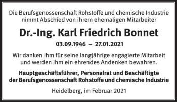 Traueranzeige von Karl Friedrich Bonnet von vrm-trauer