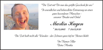 Traueranzeige von Martin Hagen von vrm-trauer