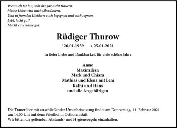 Traueranzeige von Rüdiger Thurow von vrm-trauer