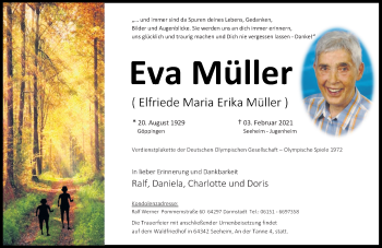 Traueranzeige von Eva Müller 
