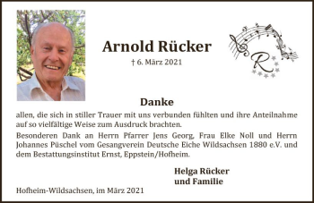 Traueranzeige von Arnold Rücker von vrm-trauer