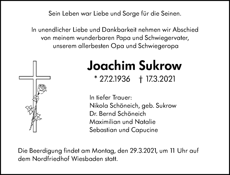  Traueranzeige für Joachim Sukrow vom 27.03.2021 aus vrm-trauer