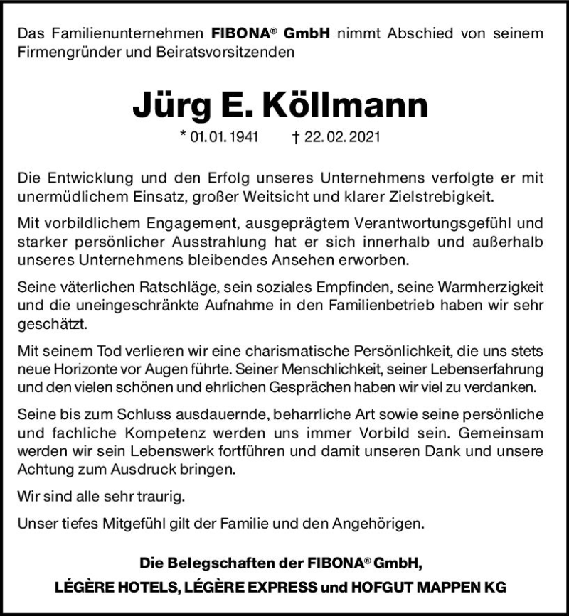  Traueranzeige für Jürg Köllmann vom 06.03.2021 aus vrm-trauer