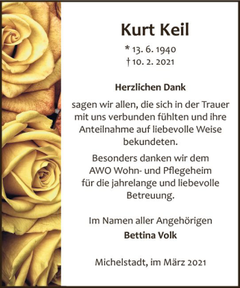 Traueranzeige von Kurt Keil von vrm-trauer