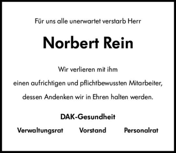 Traueranzeige von Norbert Rein von vrm-trauer