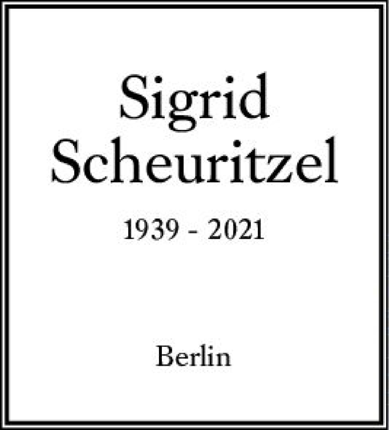  Traueranzeige für Sigrid Scheuritzel vom 05.03.2021 aus vrm-trauer