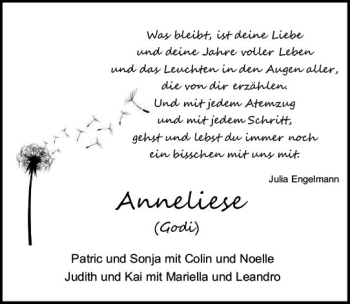 Traueranzeige von Anneliese  von vrm-trauer